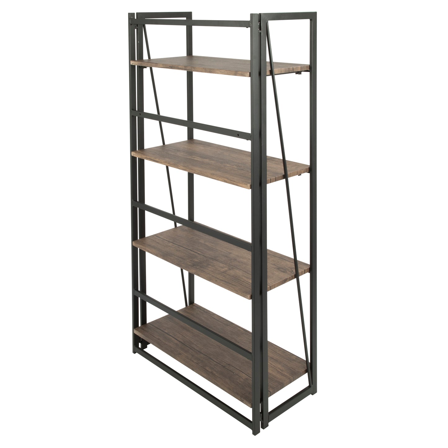 Dakota Industrial Bookcase in Black Metal and Wood by LumiSource