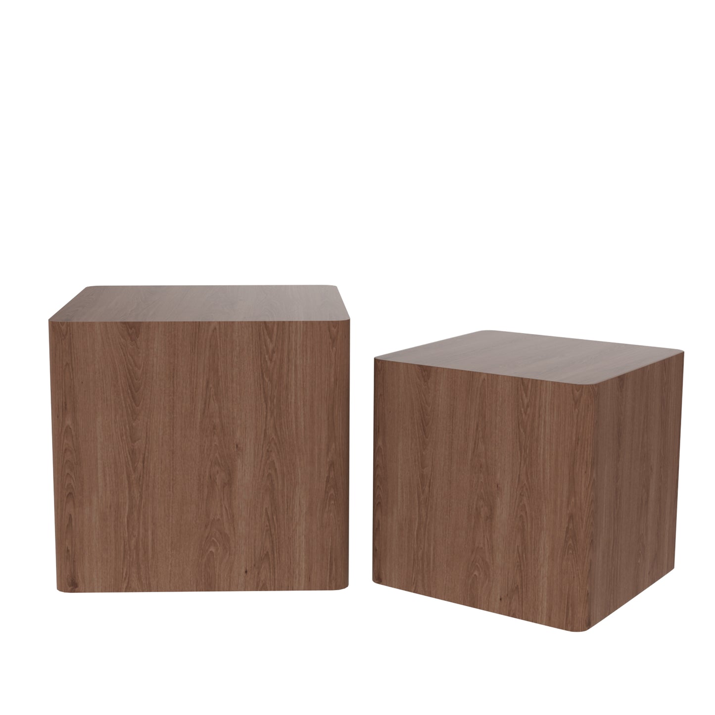 Elegant Walnut MDF Nesting Tables Set of 2 for Living Room, Office, Bedroom