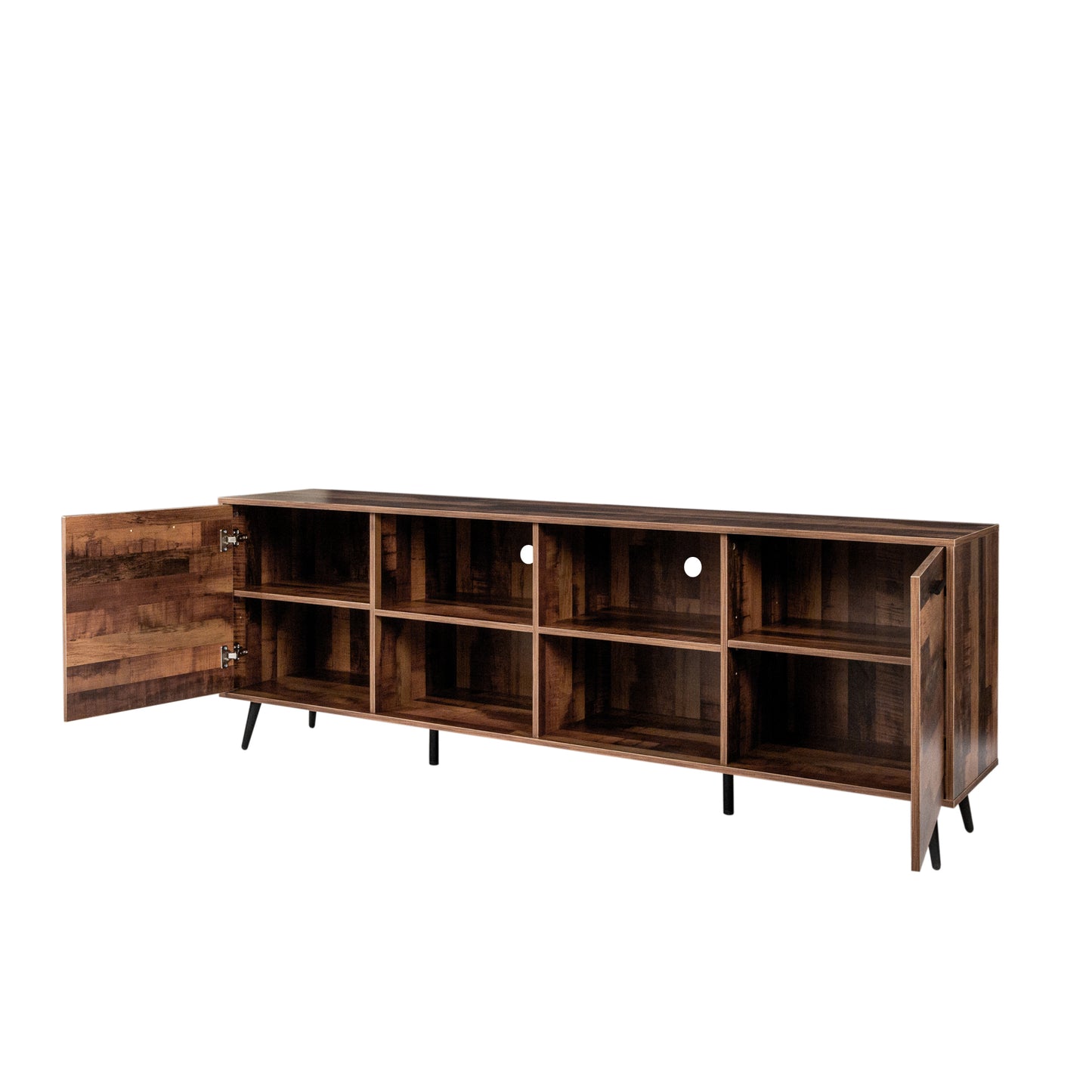 Stylish Adjustable Mid-Century TV Stand with Wood Storage Console