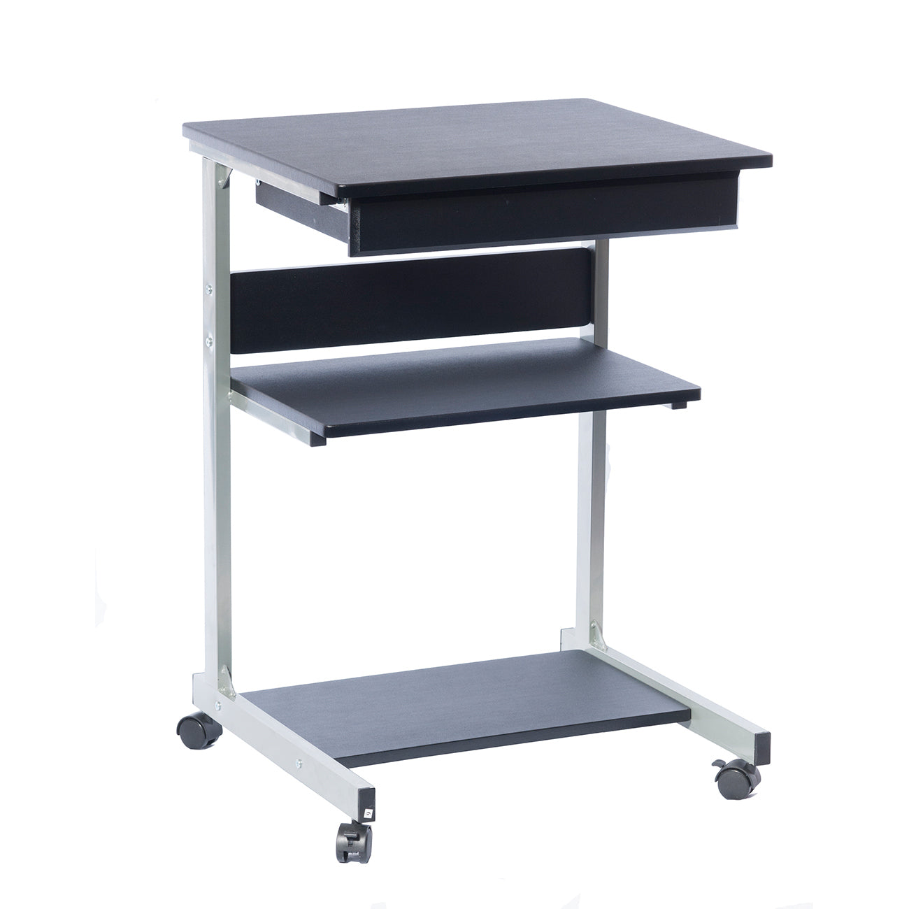 Rolling Laptop Cart with Storage in Graphite