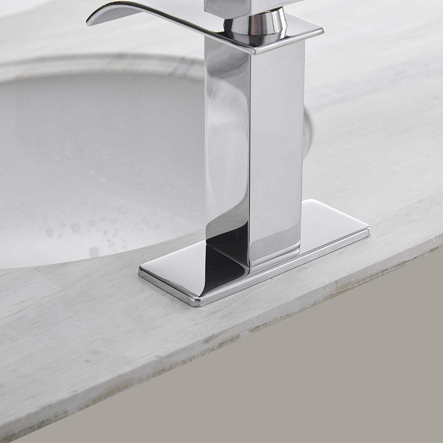 Chrome Waterfall Bathroom Faucet with Single-Handle Low-Arc Design