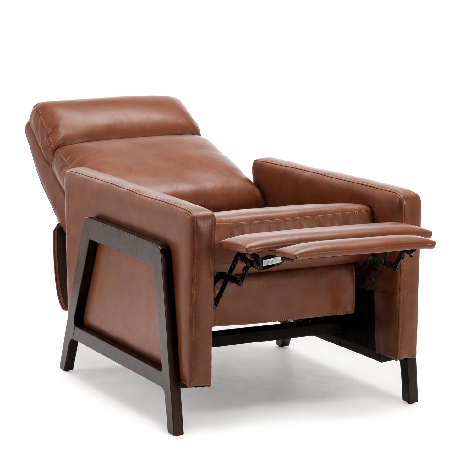 Mid-Century Modern Caramel Leather Gel Recliner