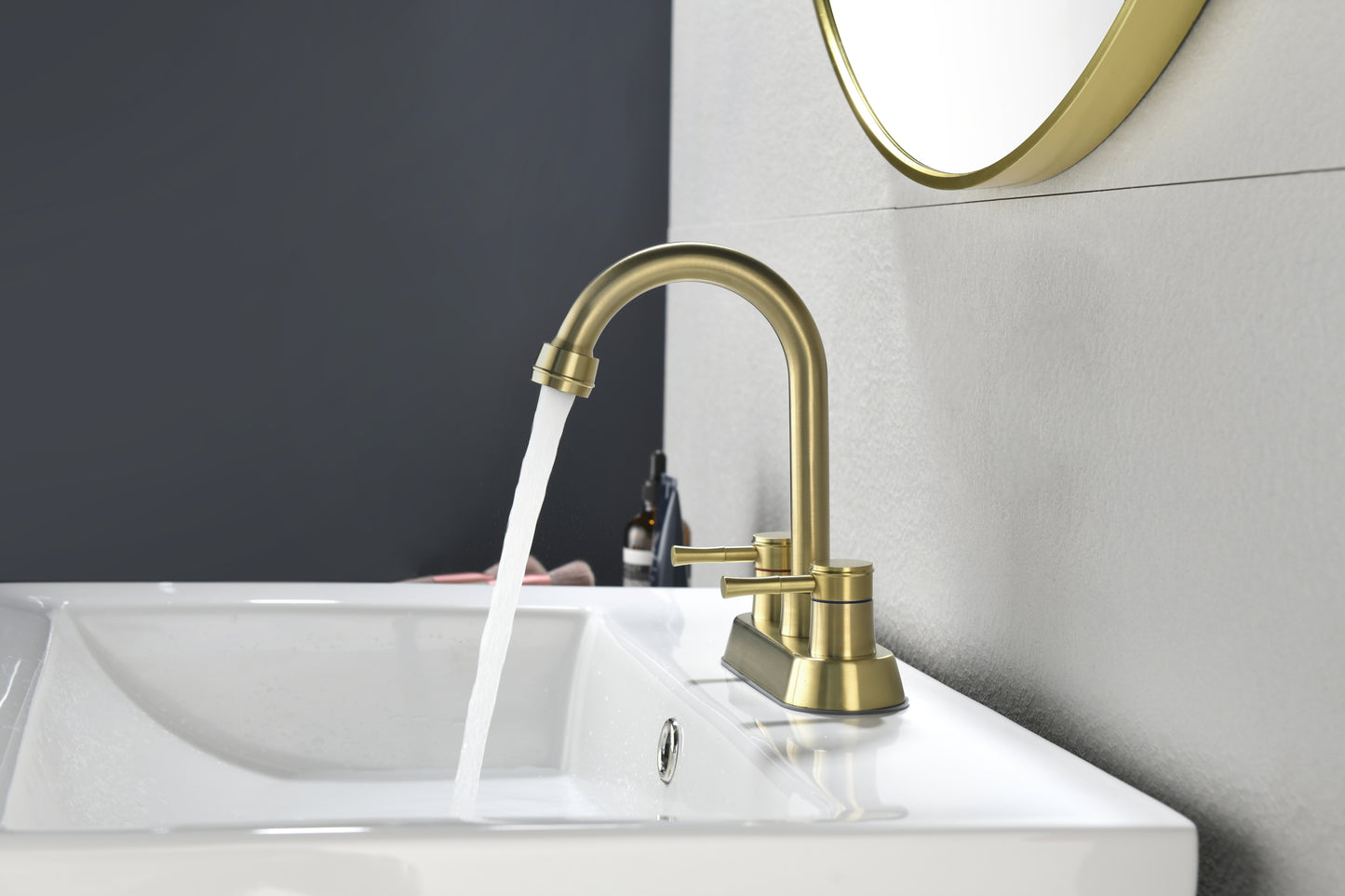 Gold Bathroom Faucet with Dual Handles