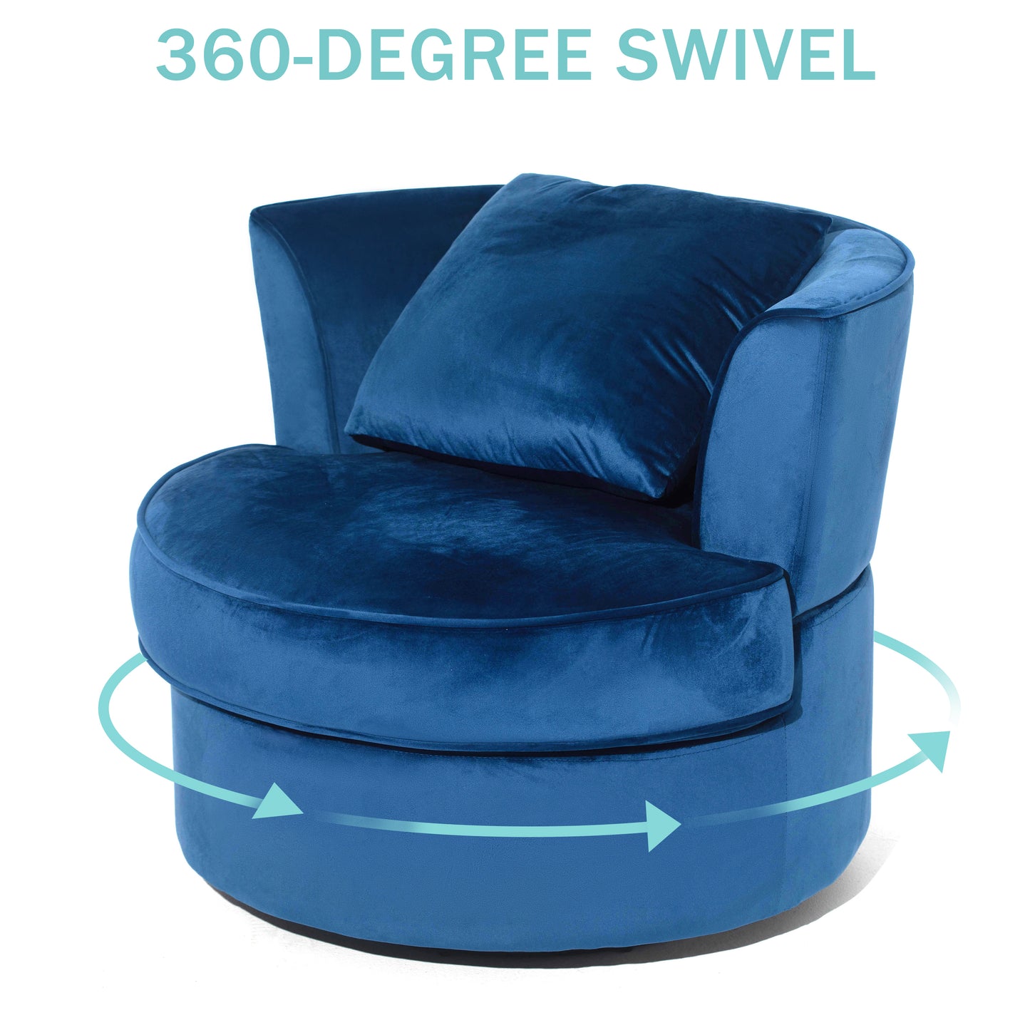 Single Sofa Chair Mid-Century Modern Accent Chair 360°Rotating Sofa Chair for Living Room Bedroom Navy Blue