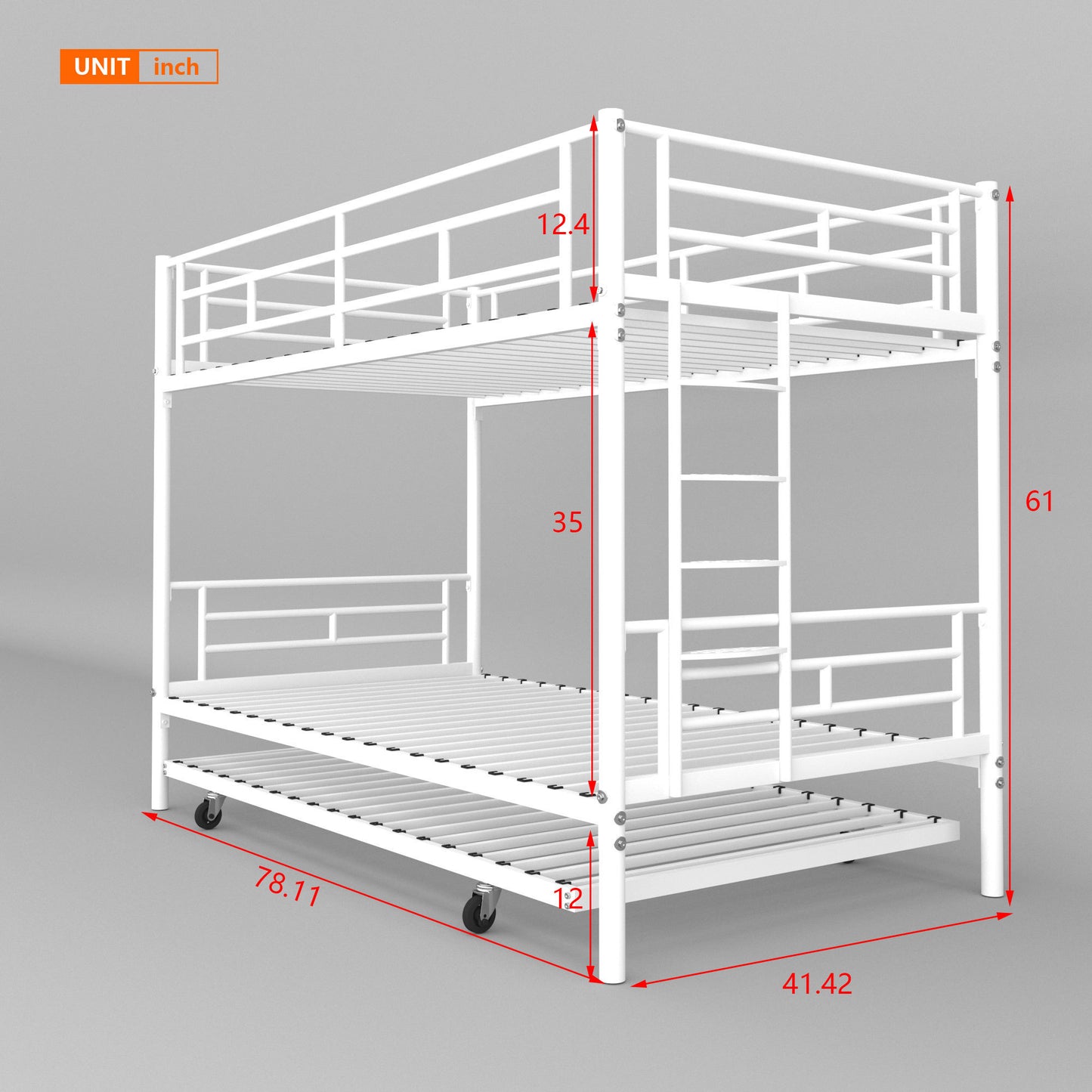 Bunk Bed with Trundle Twin over Twin in White - Sturdy, CPC Certified, Easy Assembly