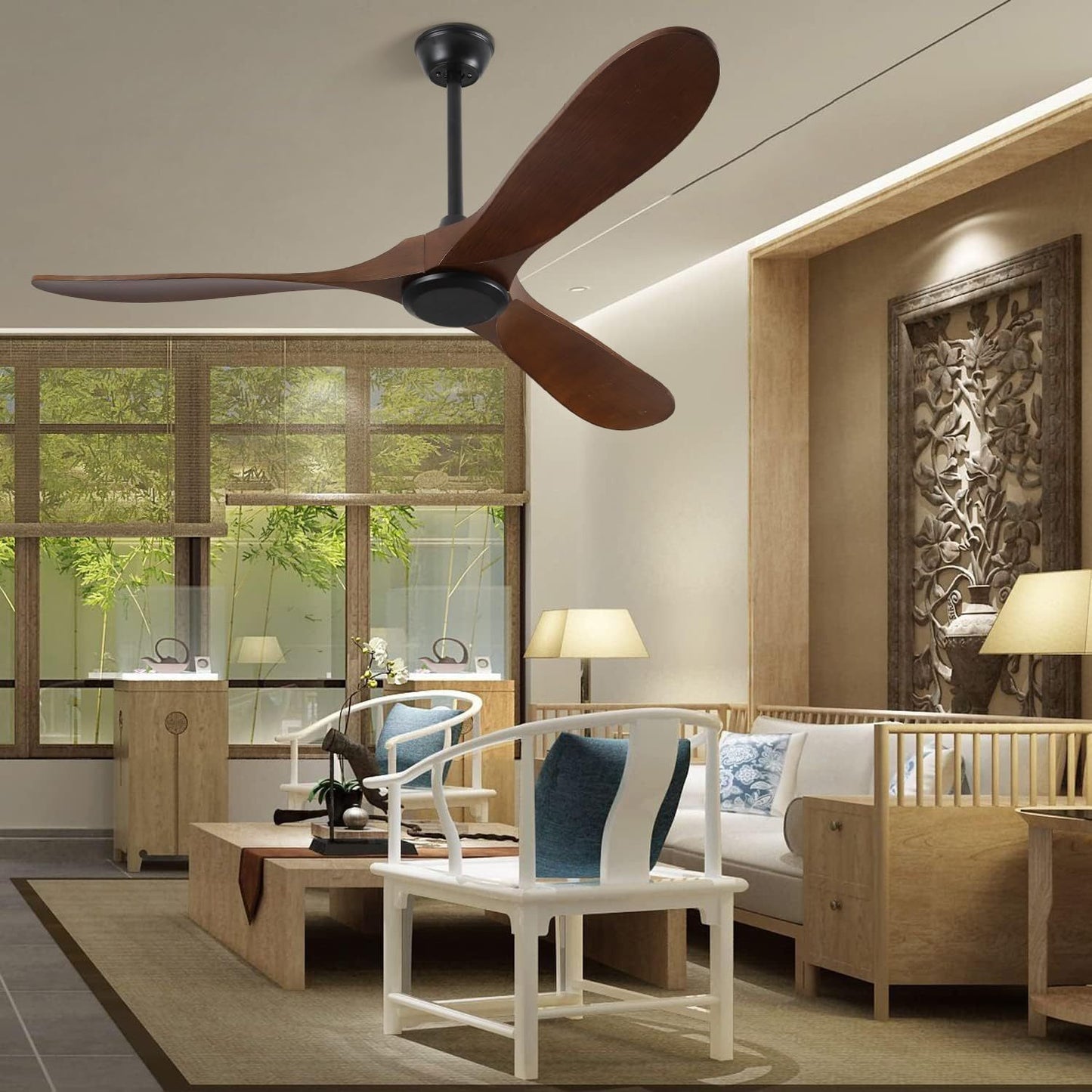 56 Black Ceiling Fan with Remote Control and DC Motor - Elegant and Efficient Option