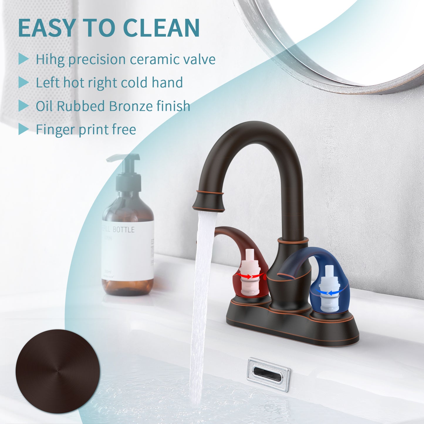 Oil Rubbed Bronze Crescent Moon Style Faucet with 360 Degree Rotating Spout