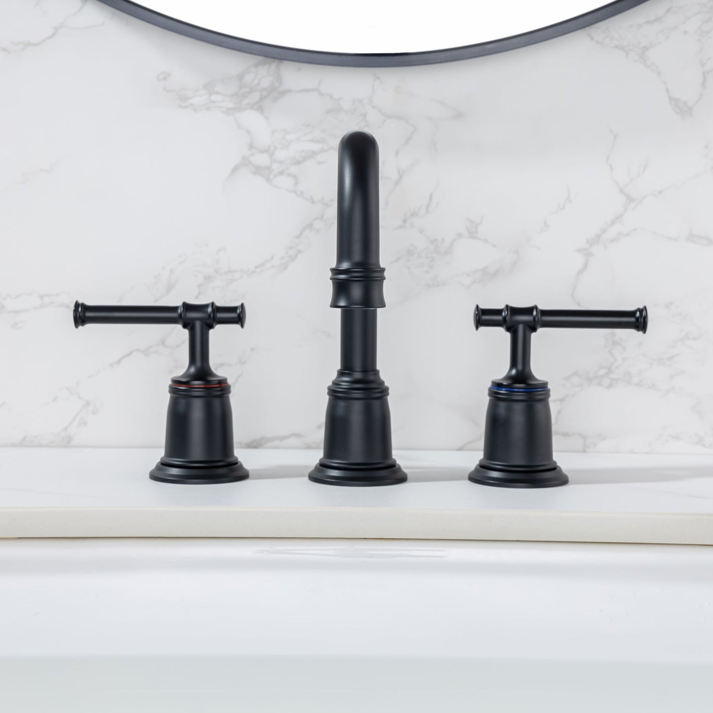 Durable Matte Black Bathroom Faucet Set With Drain Assembly