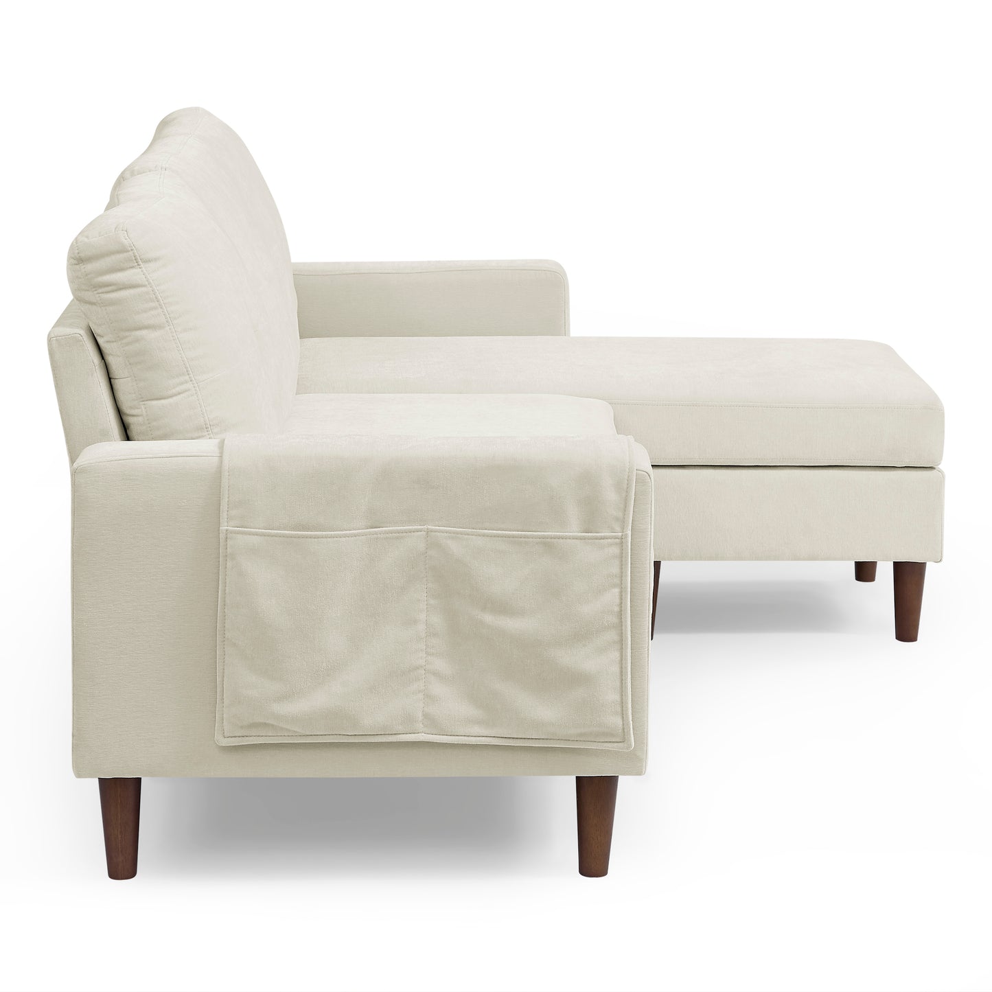 80 Convertible L-Shaped Sectional Sofa with Reversible Chaise and Removable Cushions, Beige Chenille