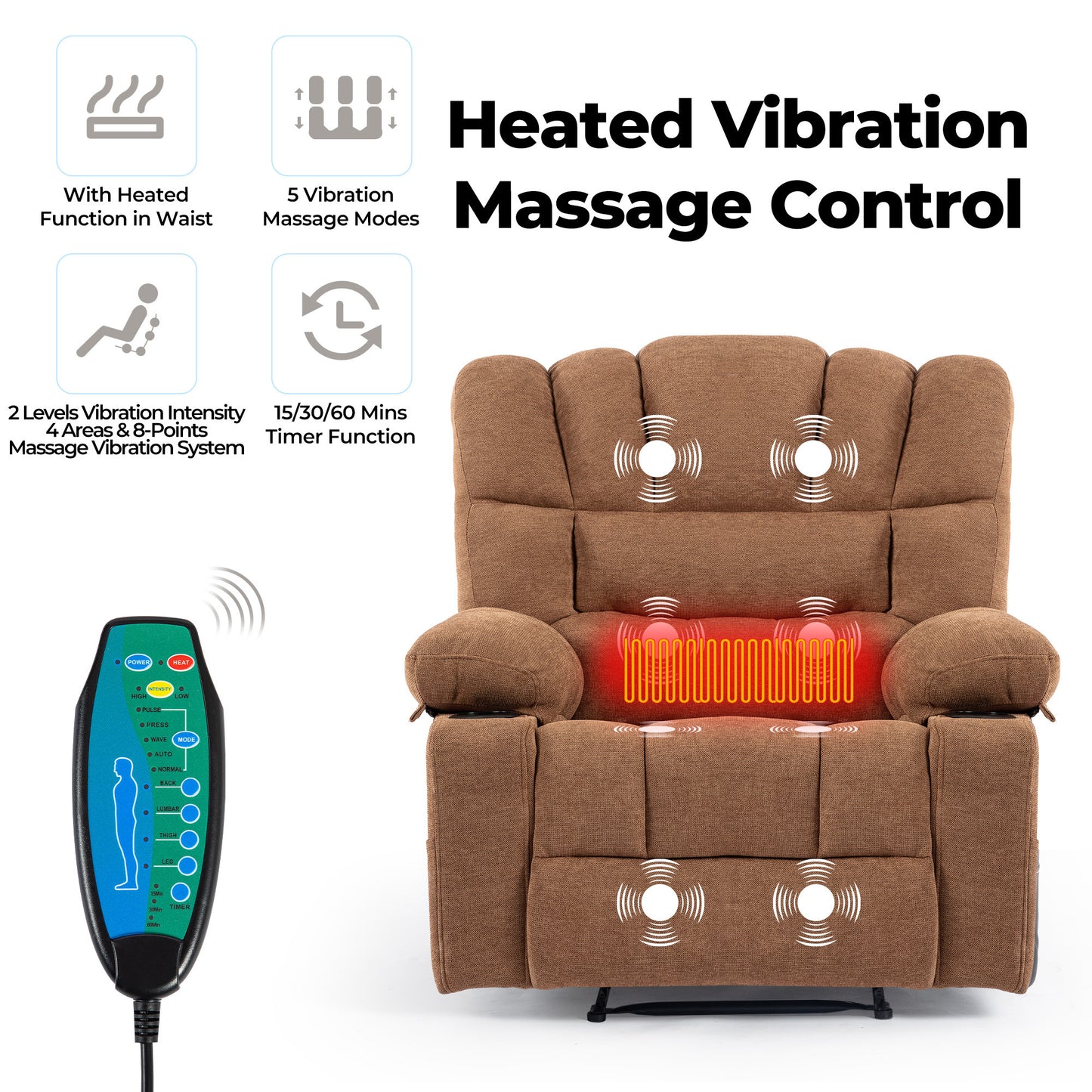 Heated Massage Recliner Chair with Extended Reclining