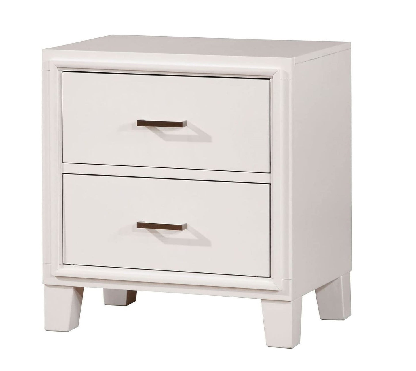 Simple Casual 1pc Nightstand White Color Solid wood Bedroom Furniture Transitional Look Nightstand Nickel Bar Pull