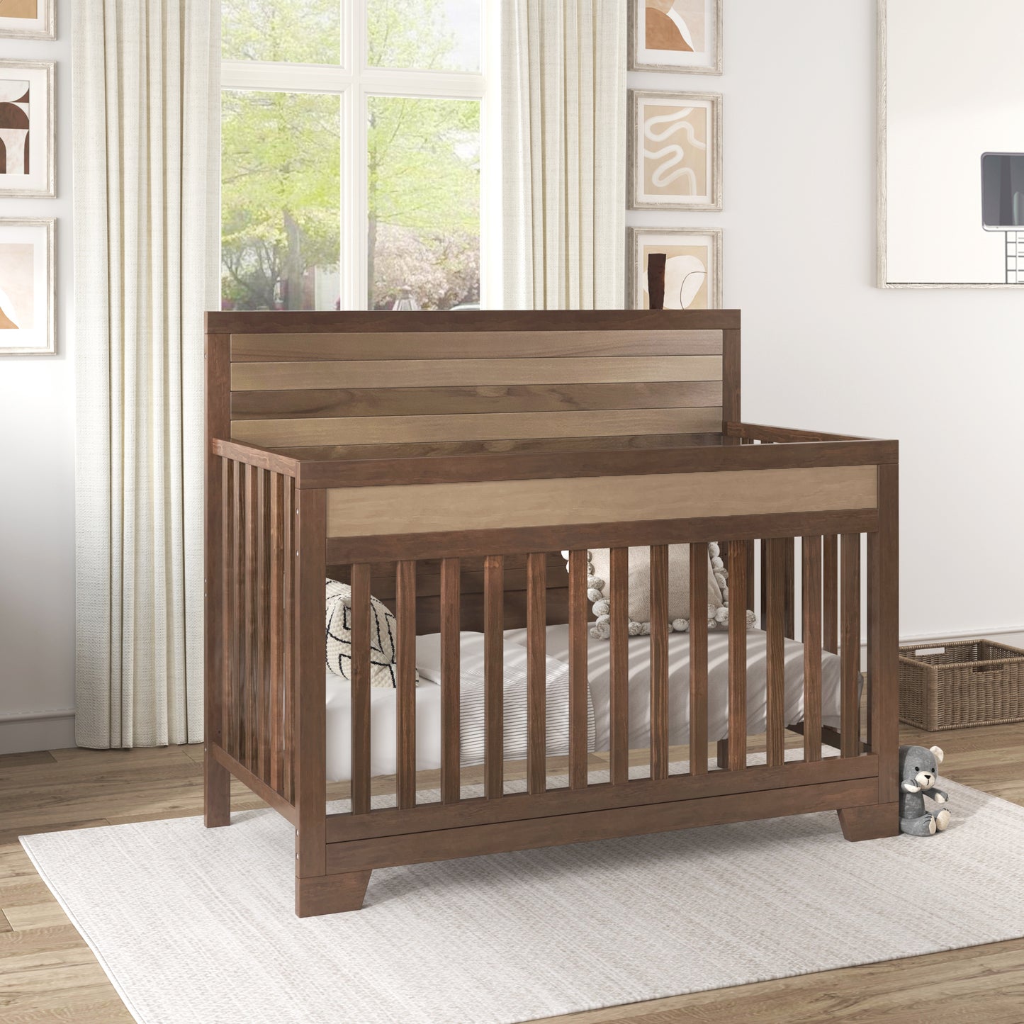 Certified Baby Safe Crib, Pine Solid Wood, Non-Toxic Finish, Brown