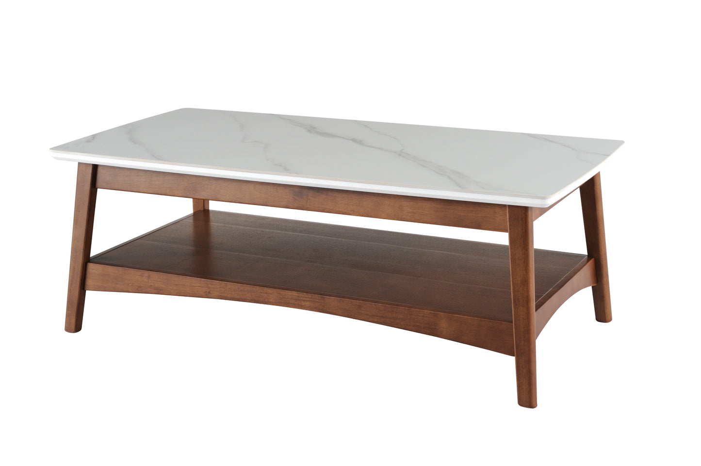 Mid-Century Glamour Coffee Table with Storage Shelf