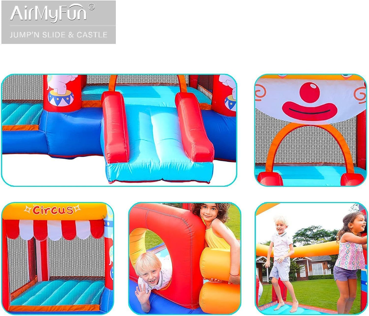 Cute Clown Themed Inflatable Bounce House & Castle for Kids