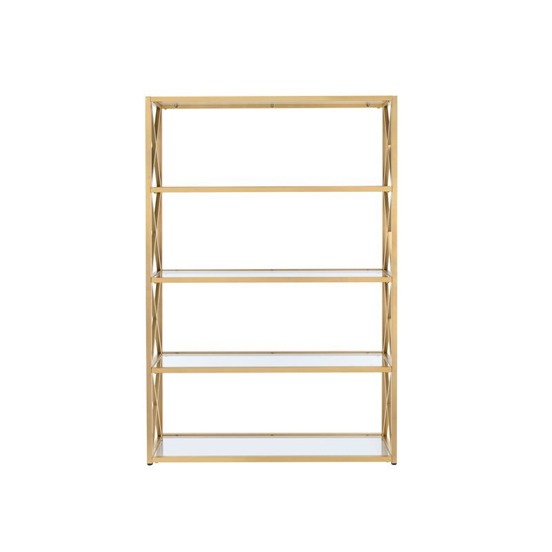 Milavera Bookshelf in Gold & Clear Glass 92460