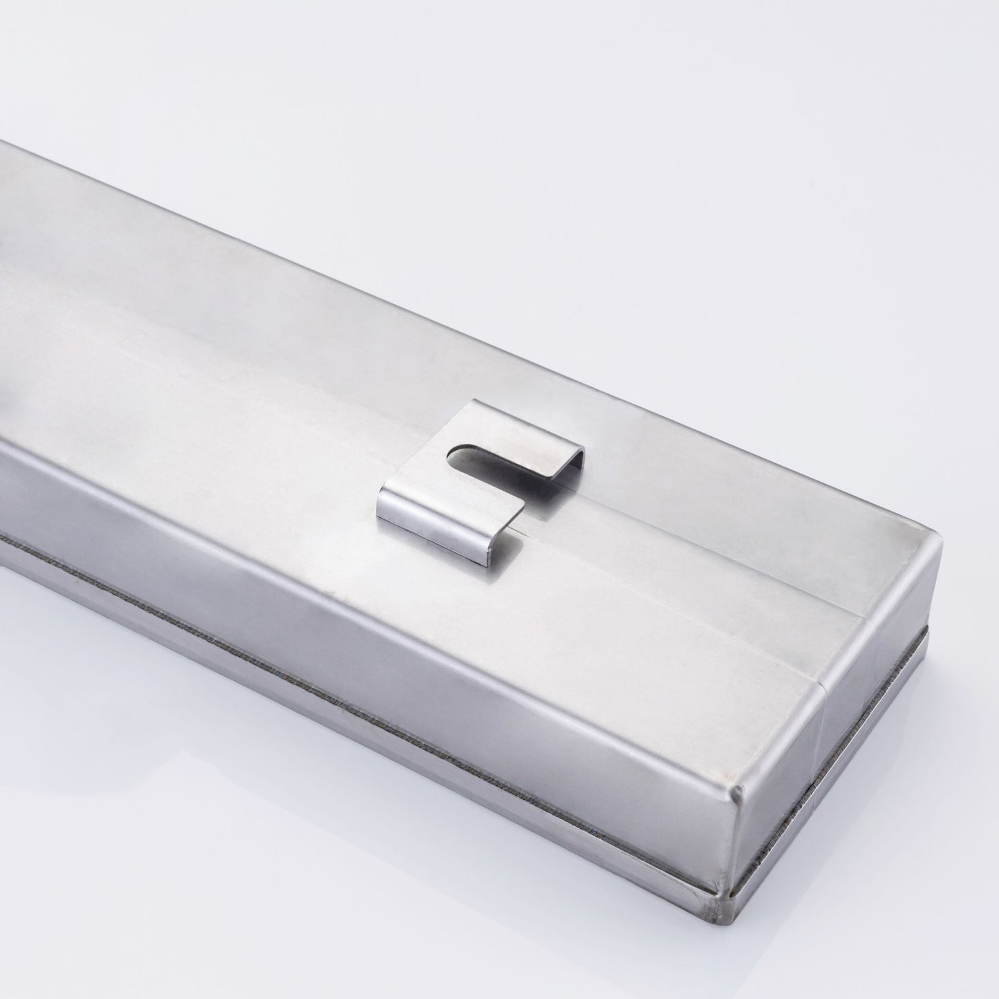 Brushed Nickel Linear Grid Shower Drain with Modern Design