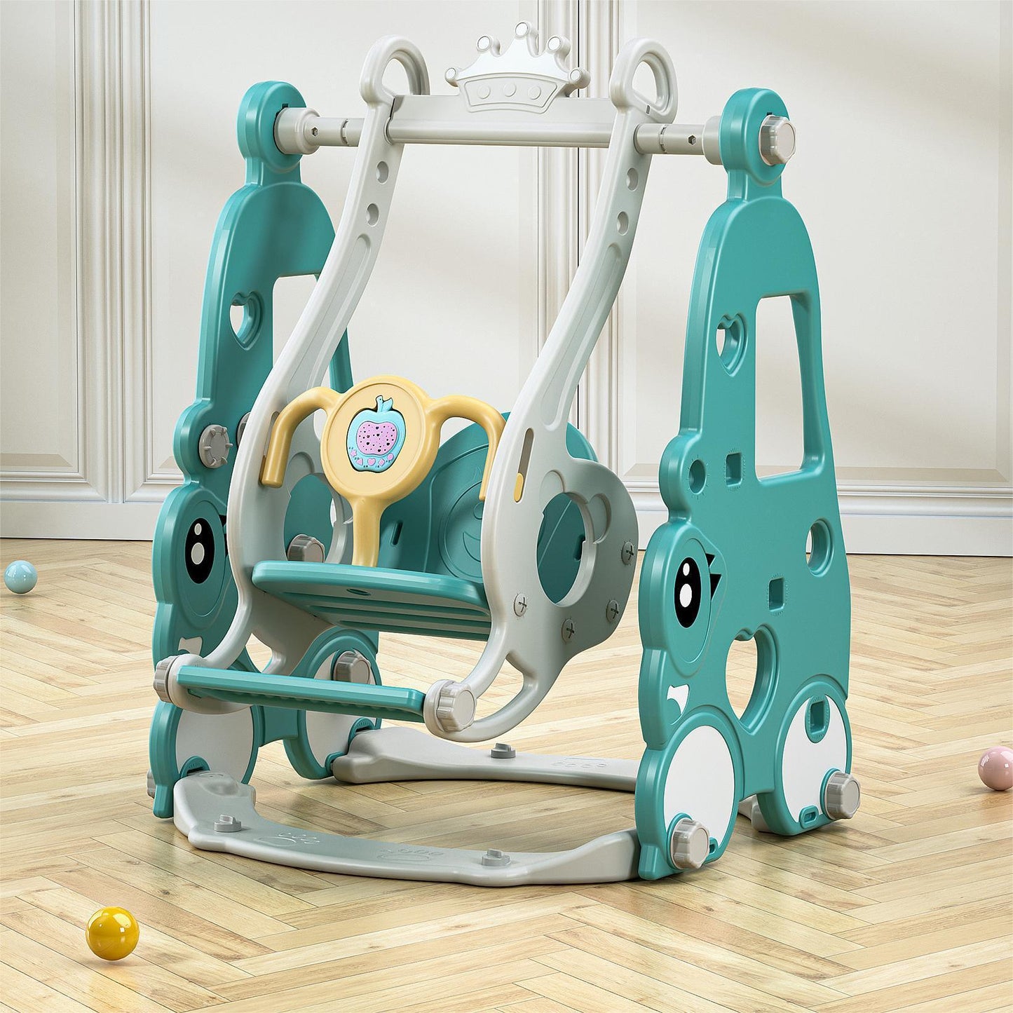 Kids 3-in-1 Indoor Playground Set with Slide and Swing