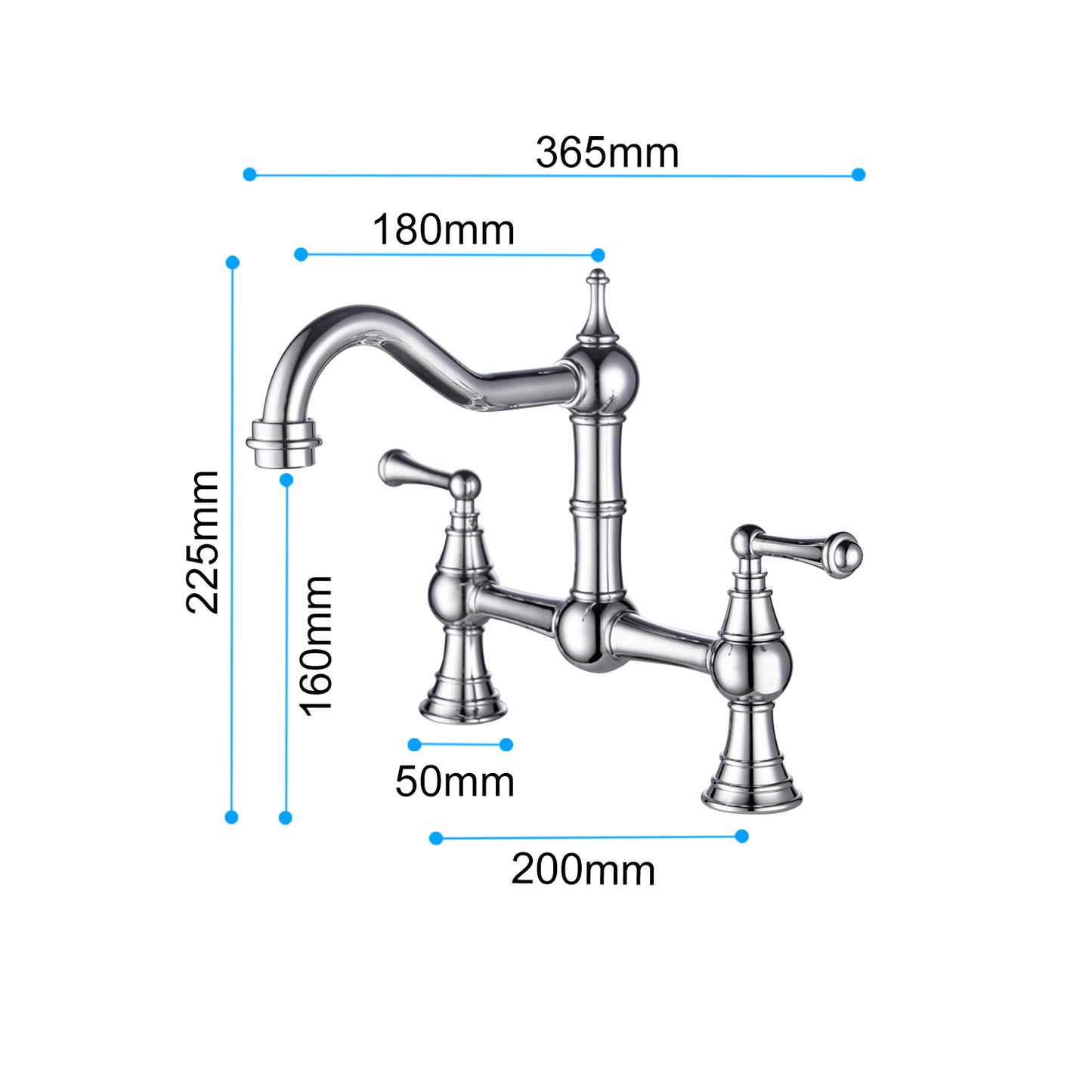 Double Handle Widespread Kitchen Faucet with Traditional Handles