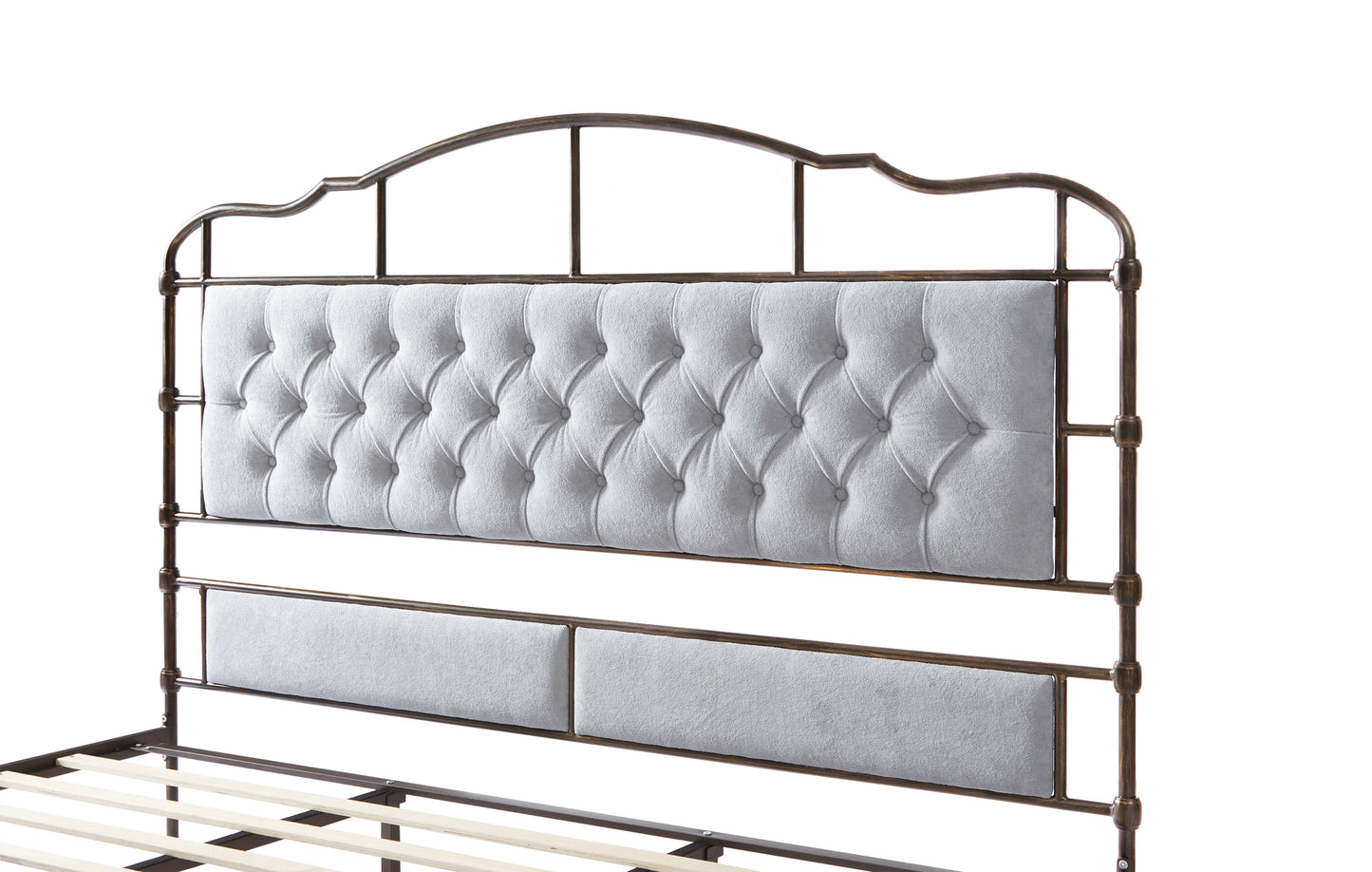 King size High Boad Metal bed with soft head and tail, no spring, easy to assemble, no noise