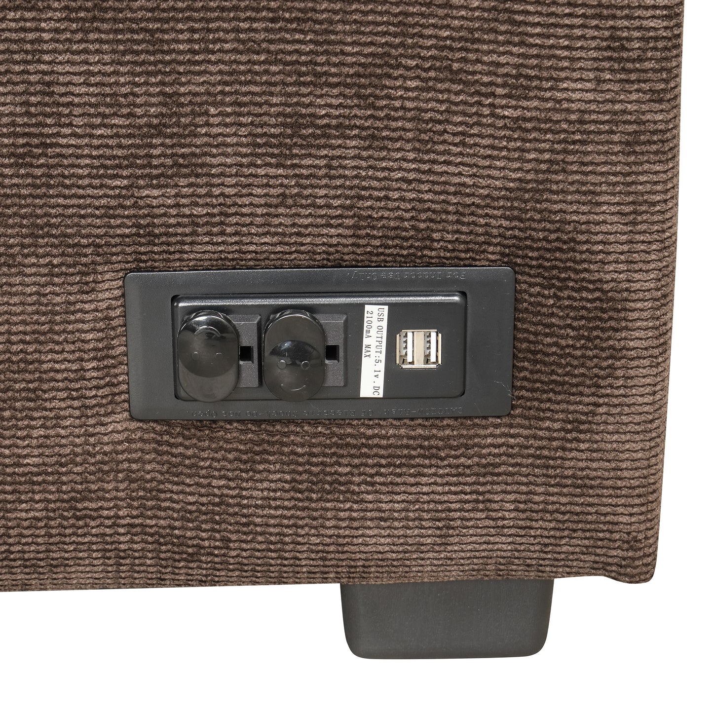 Convertible L-Shape Sleeper Sofa with USB Ports and Power Sockets, Brown