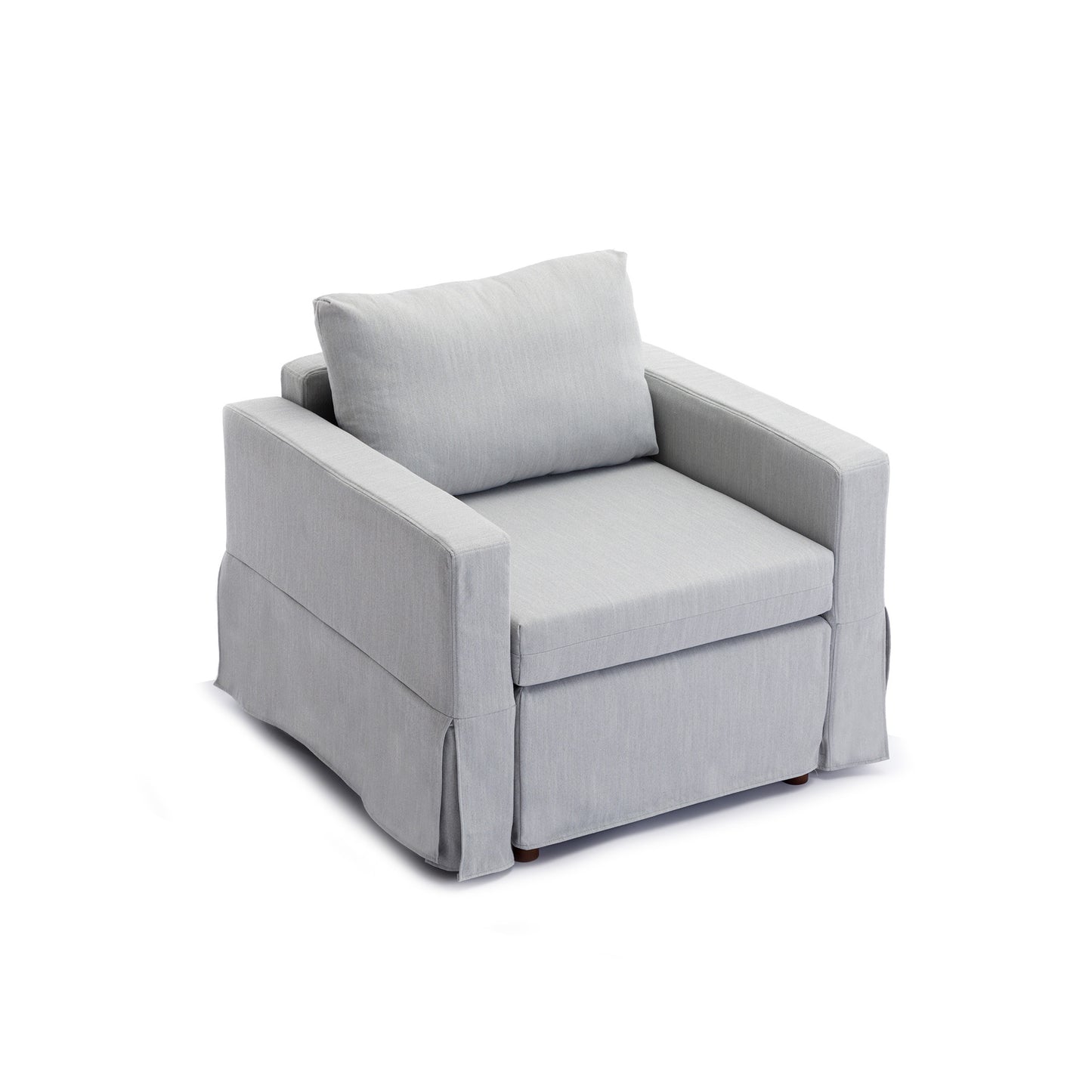 Light Grey Sectional Sofa with Ottoman and Removable/Washable Cushions