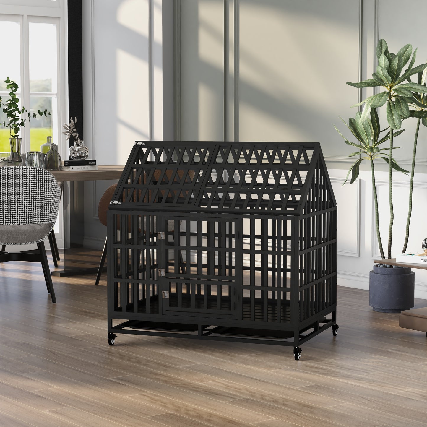 Heavy Duty Dog Cage  pet Crate with Roof