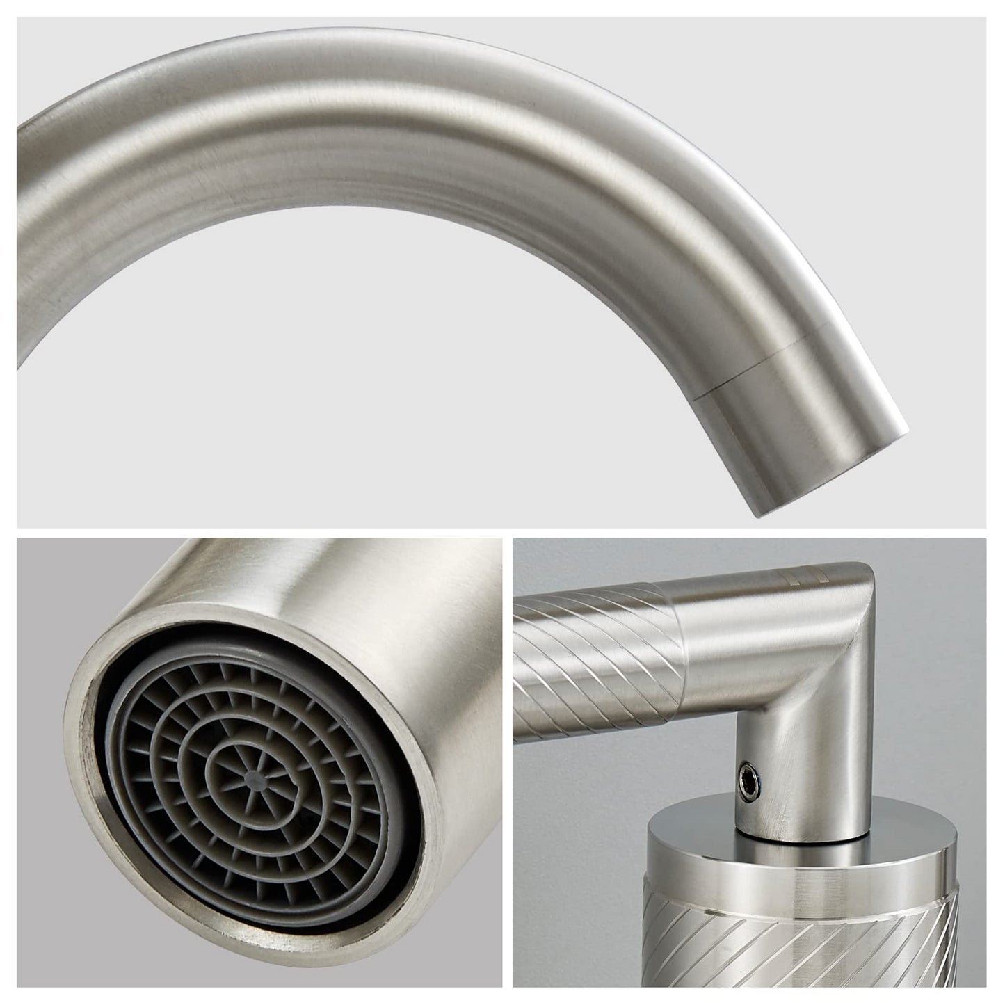 Modern Brushed Nickel Bathroom Sink Faucet with 2 Handle Widespread Design