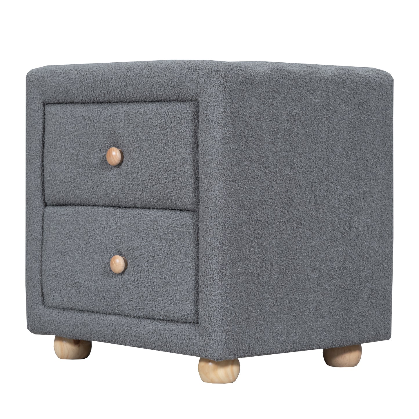 Teddy Fleece Nightstand with 2 Drawers, Gray