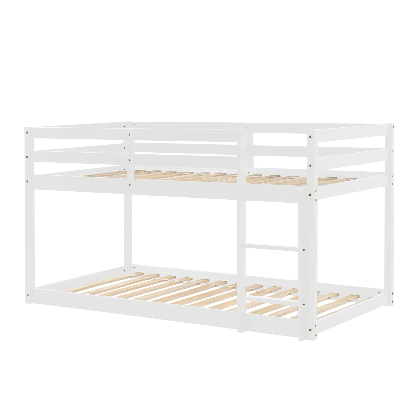 White Low Height Twin over Twin Bunk Bed