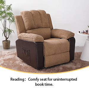 Corduroy + PU material thickened with side pockets armrests ergonomic power sofa chair with 8-point massage heating function