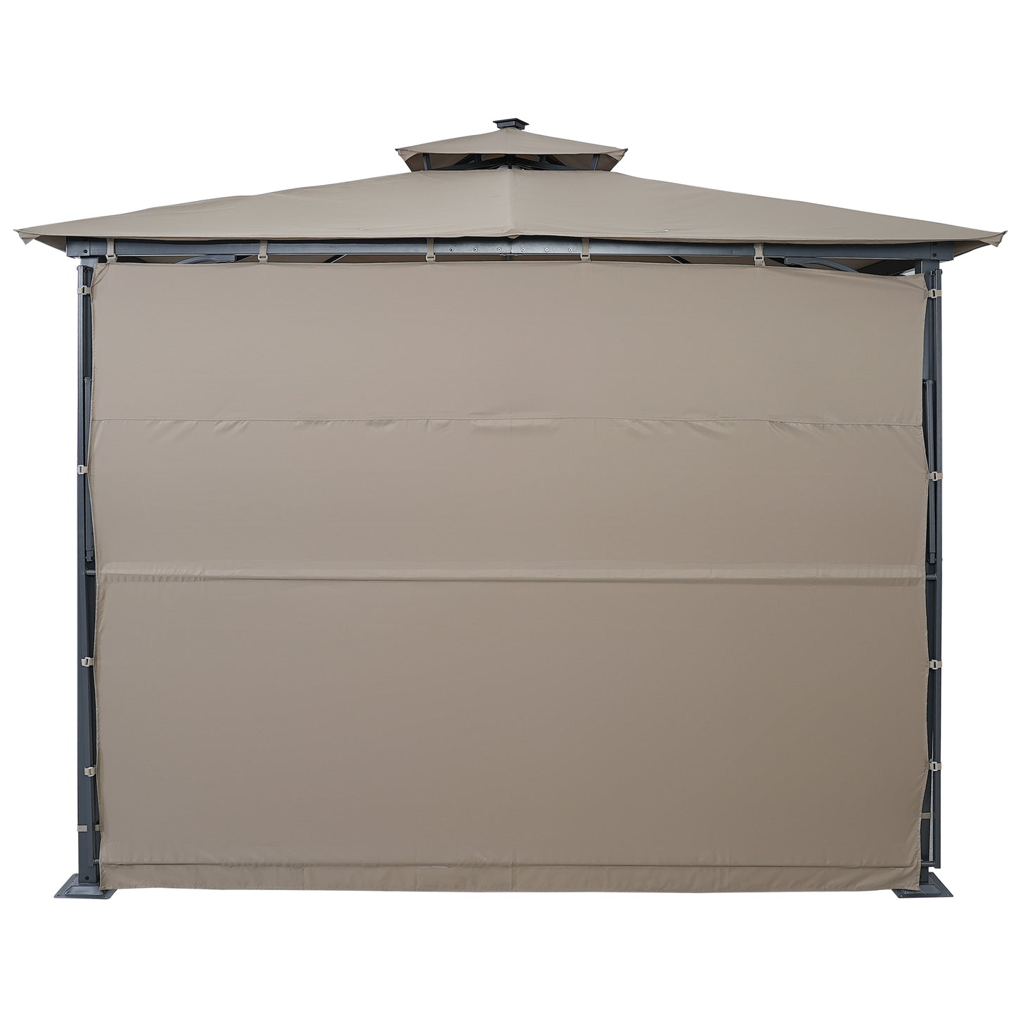 Patio 9.8ft.L x 9.8ft.W Gazebo with Extended Side Shed/Awning and LED Light for Backyard,Poolside, Deck, Brown