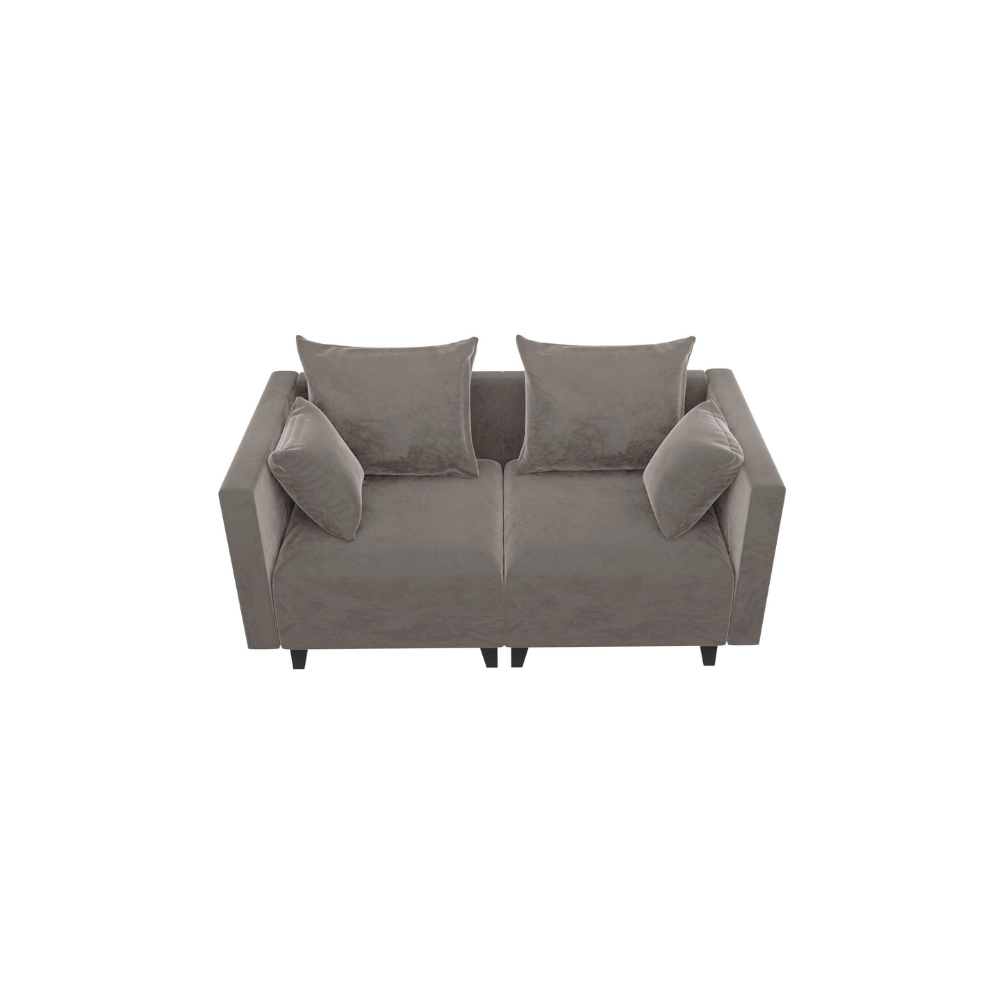 Sectional Sofa, Velvet Square Arm Sofa for bedroom, livingroom, camel