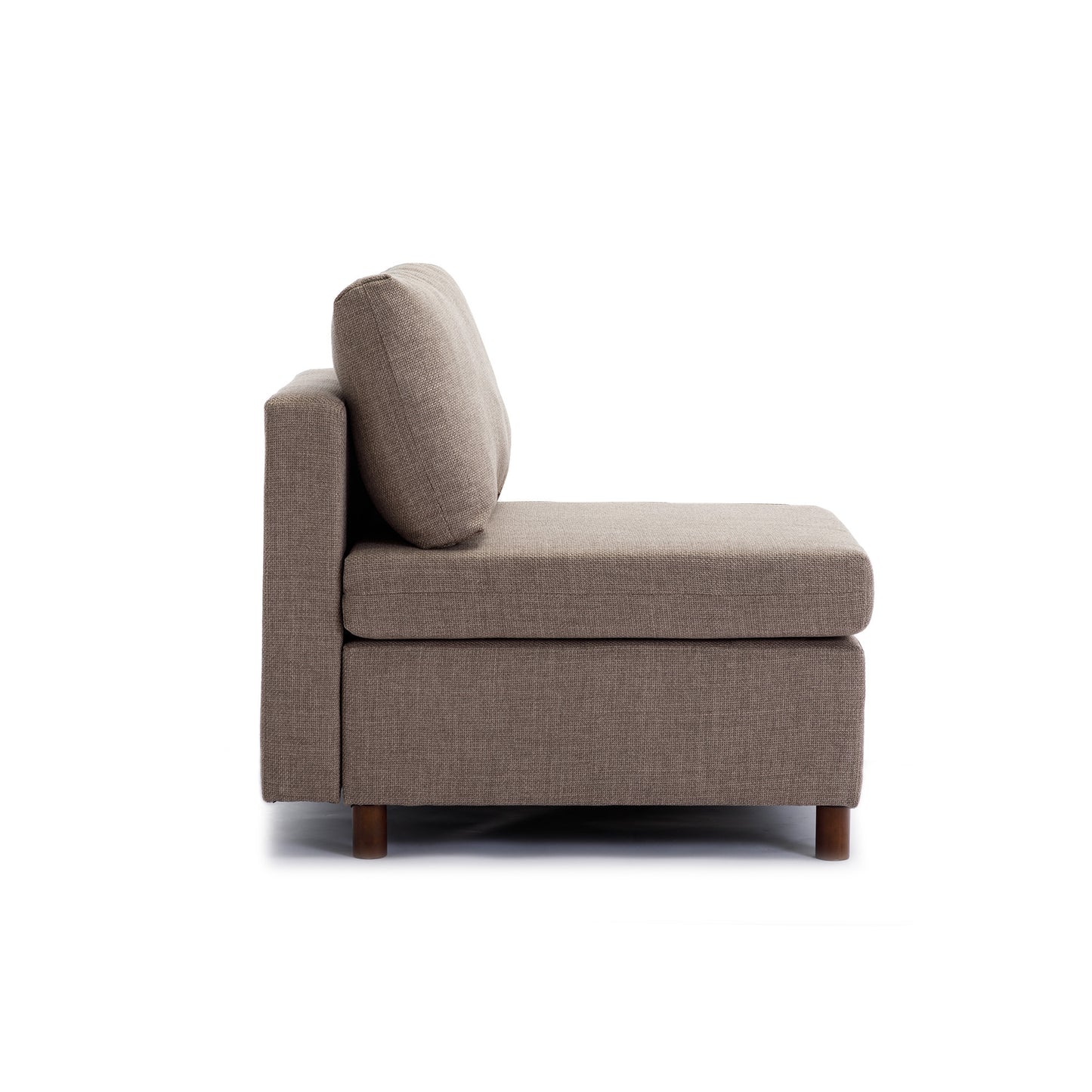 Sectional Sofa Couch with Ottoman, High-Quality Linen, Brown