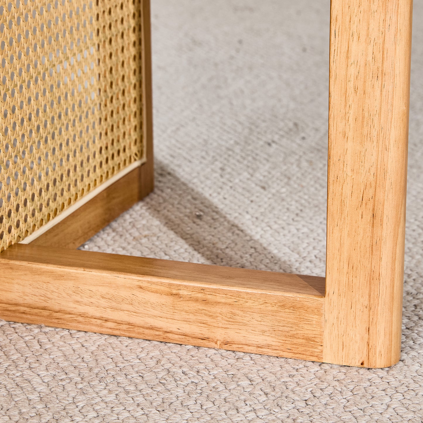 Wooden Coffee Table with Faux Rattan Accents for Stylish Living Spaces