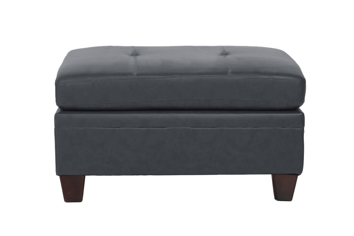 Contemporary Black Genuine Leather Modular Sectional Set with Tufted Detail