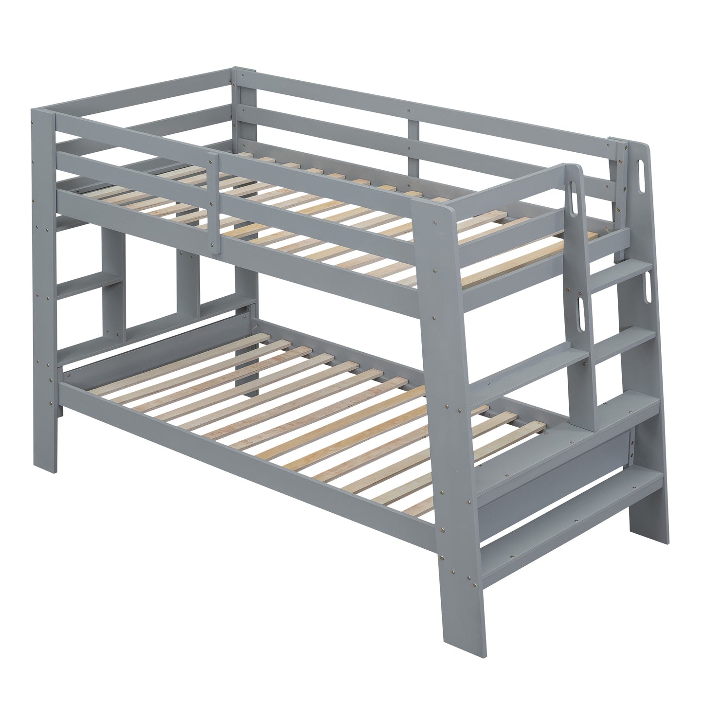 Gray Twin Bunk Bed with Sleek Design and Ample Storage