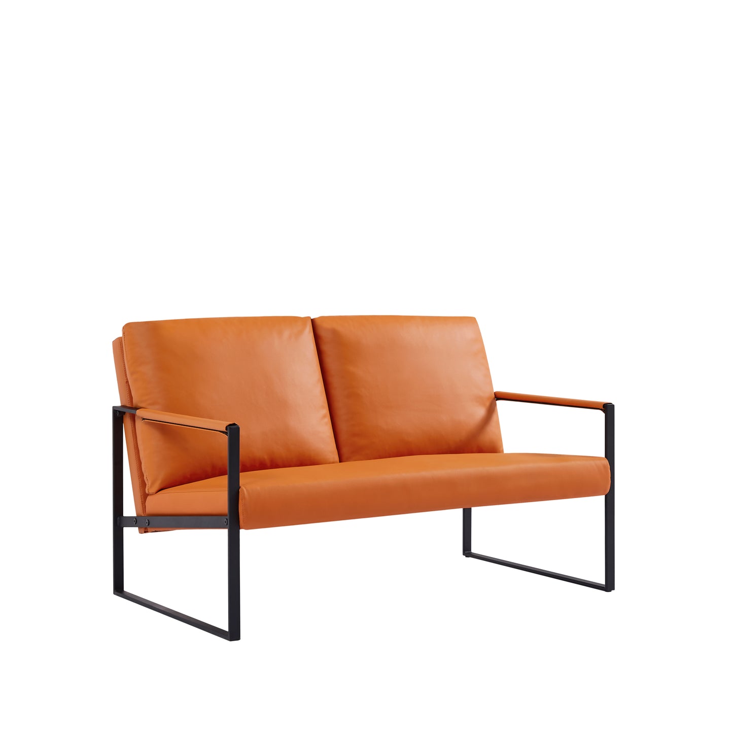 Lounge, living room, office or the reception area PVC leather accent arm chair with Extra thick padded backrest and seat cushion sofa chairs,Non-slip adsorption feet,sturdy metal frame,orange