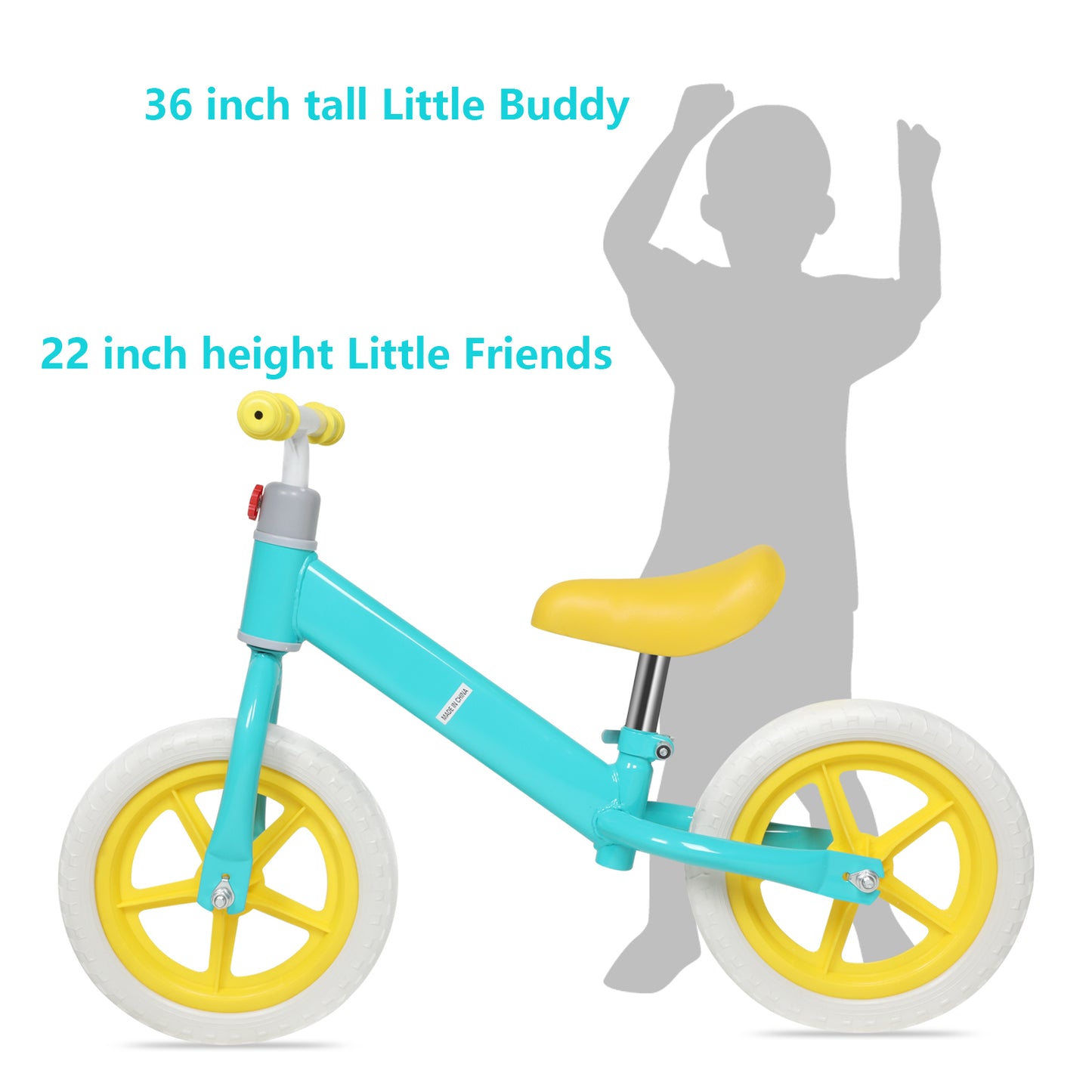 Adjustable Height Kids Balance Bike with Carbon Steel Frame and PE Tires - Suitable for 2-6 Years