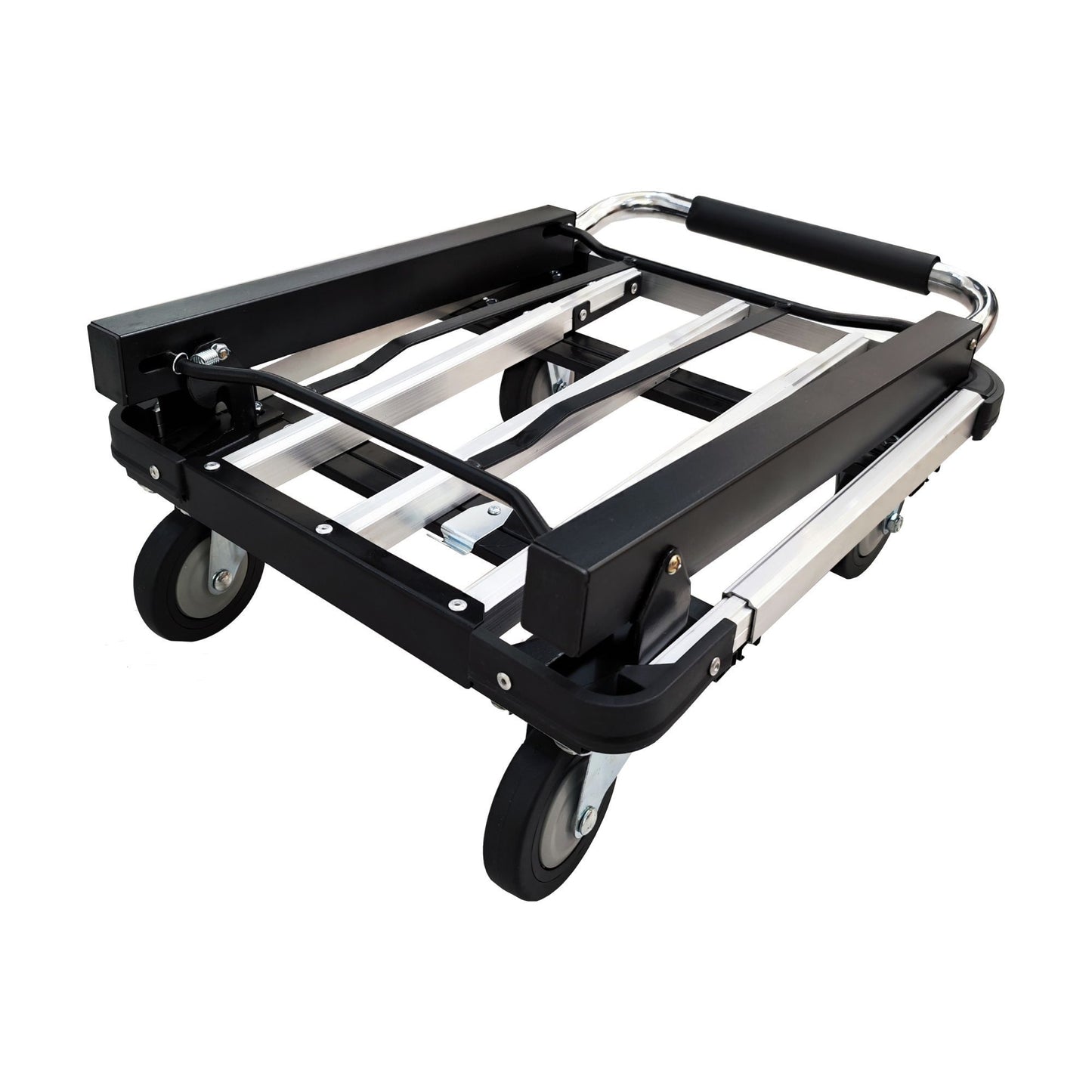 330 lbs. Capacity Extendable Folding Aluminum Four-Wheel Flatbed Car Platform Trolley Portable Hand Truck Cart