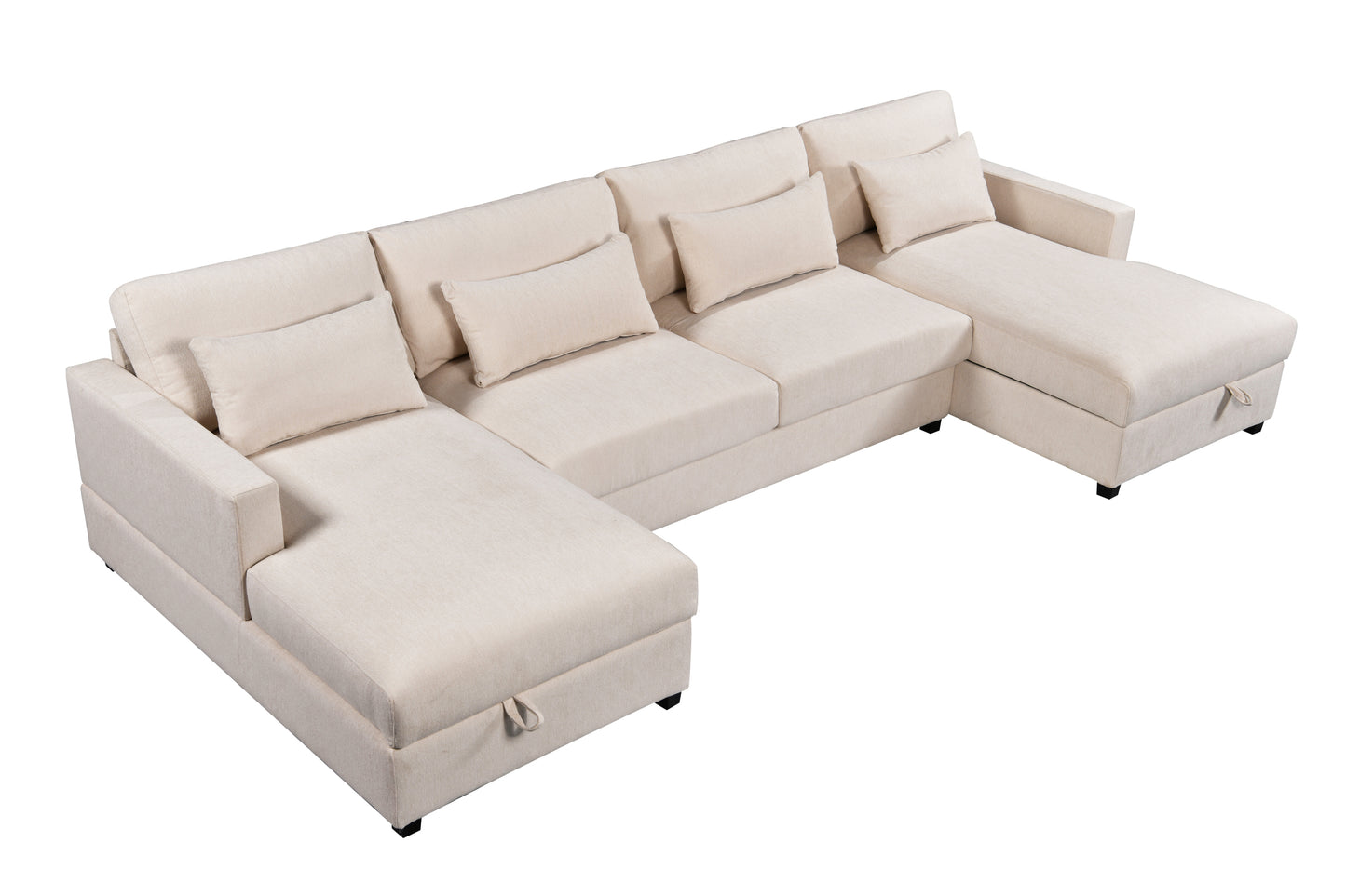 U_STYLE Modern Large U-Shape Sectional Sofa, 2 Large Chaise with Storage Space for Living Room, 4 Lumbar Support Pillows