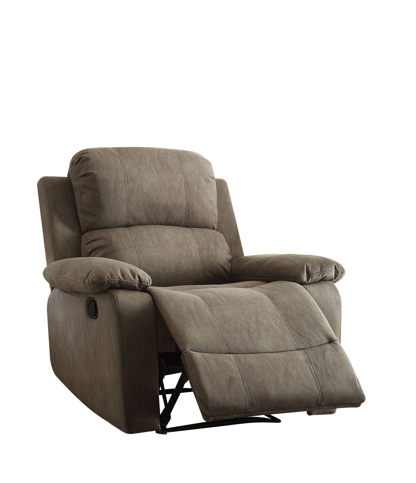 Motion Recliner Chair in Gray Polished Microfiber with Vintage Finish and Memory Foam