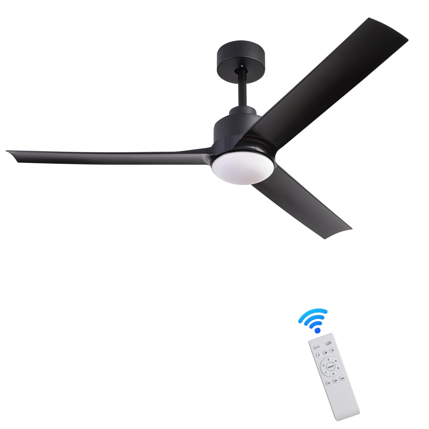 52-Inch Black Rustic Ceiling Fan with Smart Remote Control