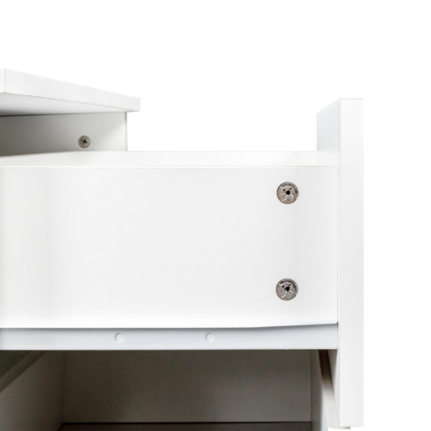 Contemporary White Nightstand with LED Lit Drawers