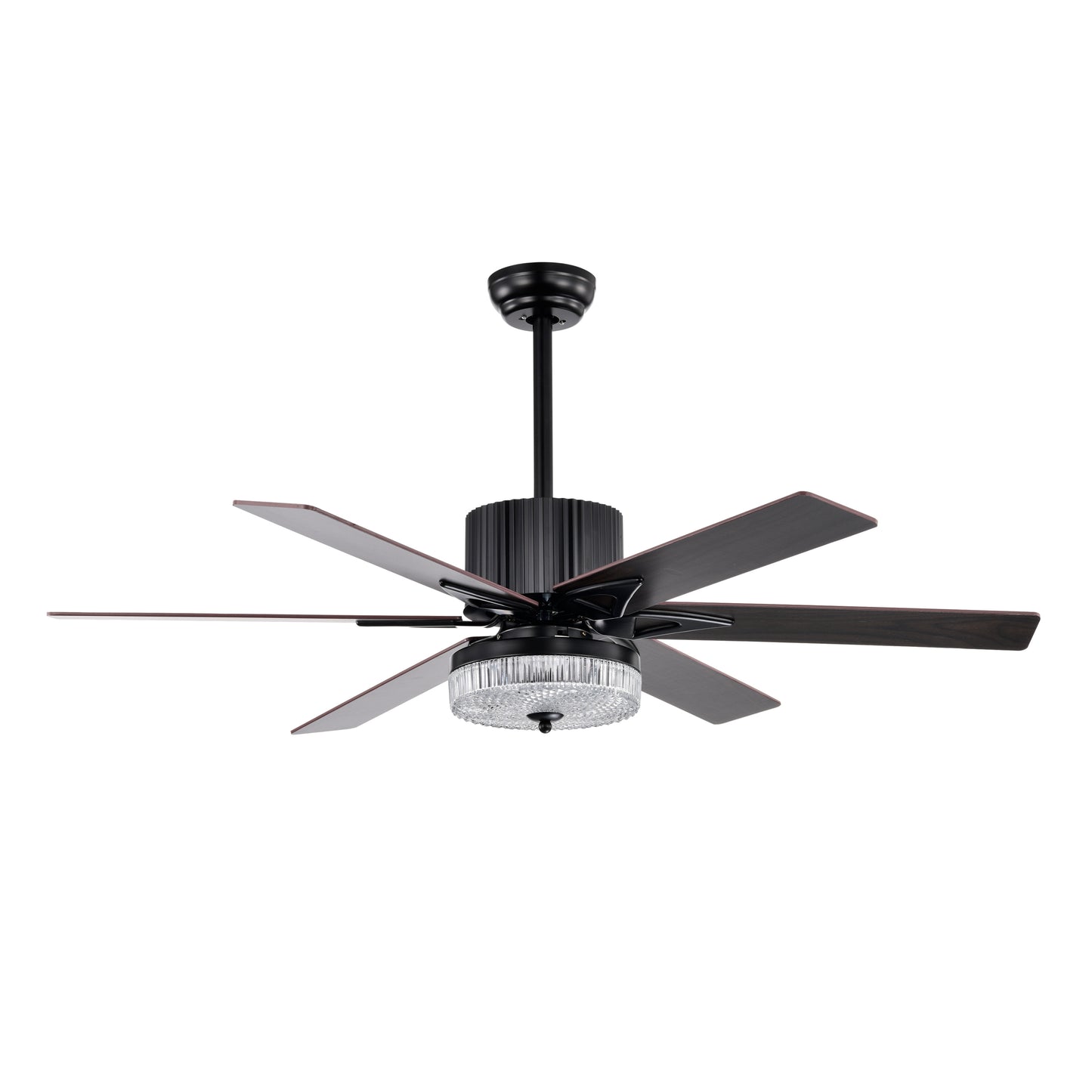 52 Inch Modern LED Ceiling Fan with Remote Control and Reversible Blades - Matte Black