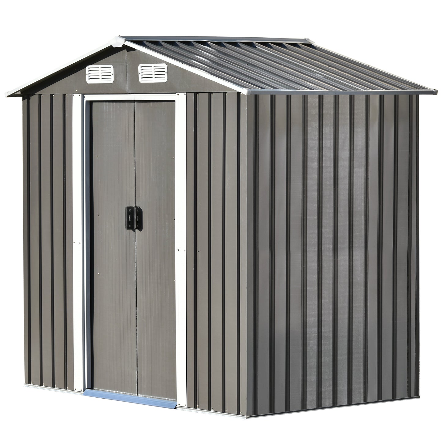 Patio 6ft x4ft Bike Shed Garden Shed, Metal Storage Shed with Adjustable Shelf and Lockable Door, Tool Cabinet with Vents and Foundation for Backyard, Lawn, Garden, Gray