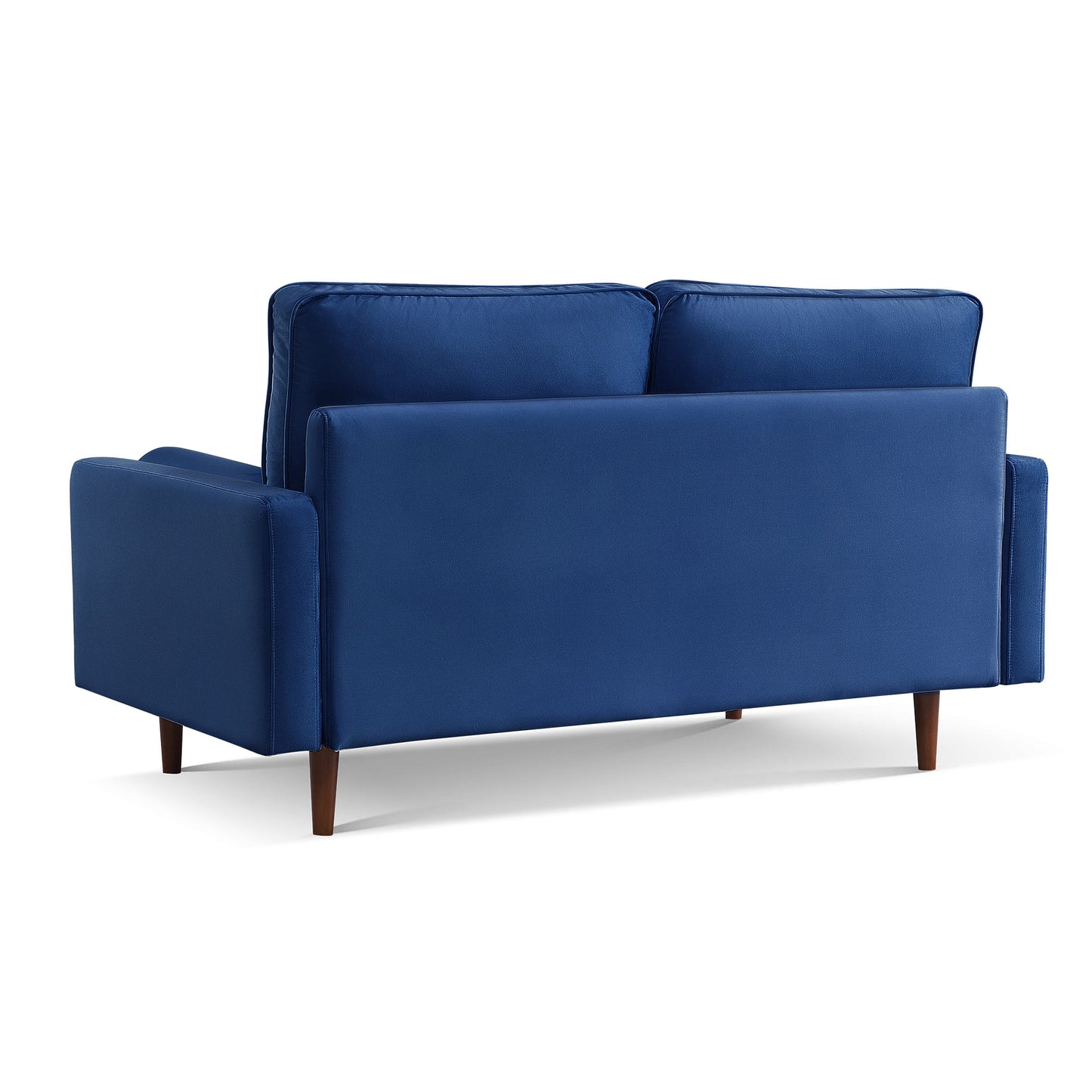 Modern Blue Velvet Loveseat Sofa with Bolster Pillows