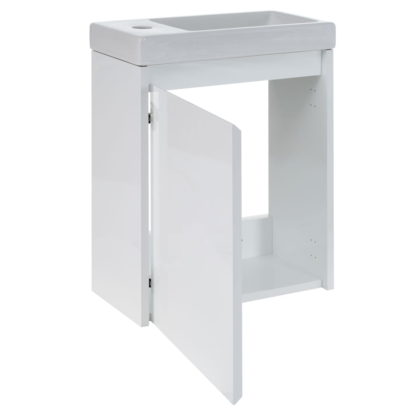 Modern 16-Inch White Bathroom Vanity Cabinet with Soft-Close Doors - Easy Assembly, Versatile Installation