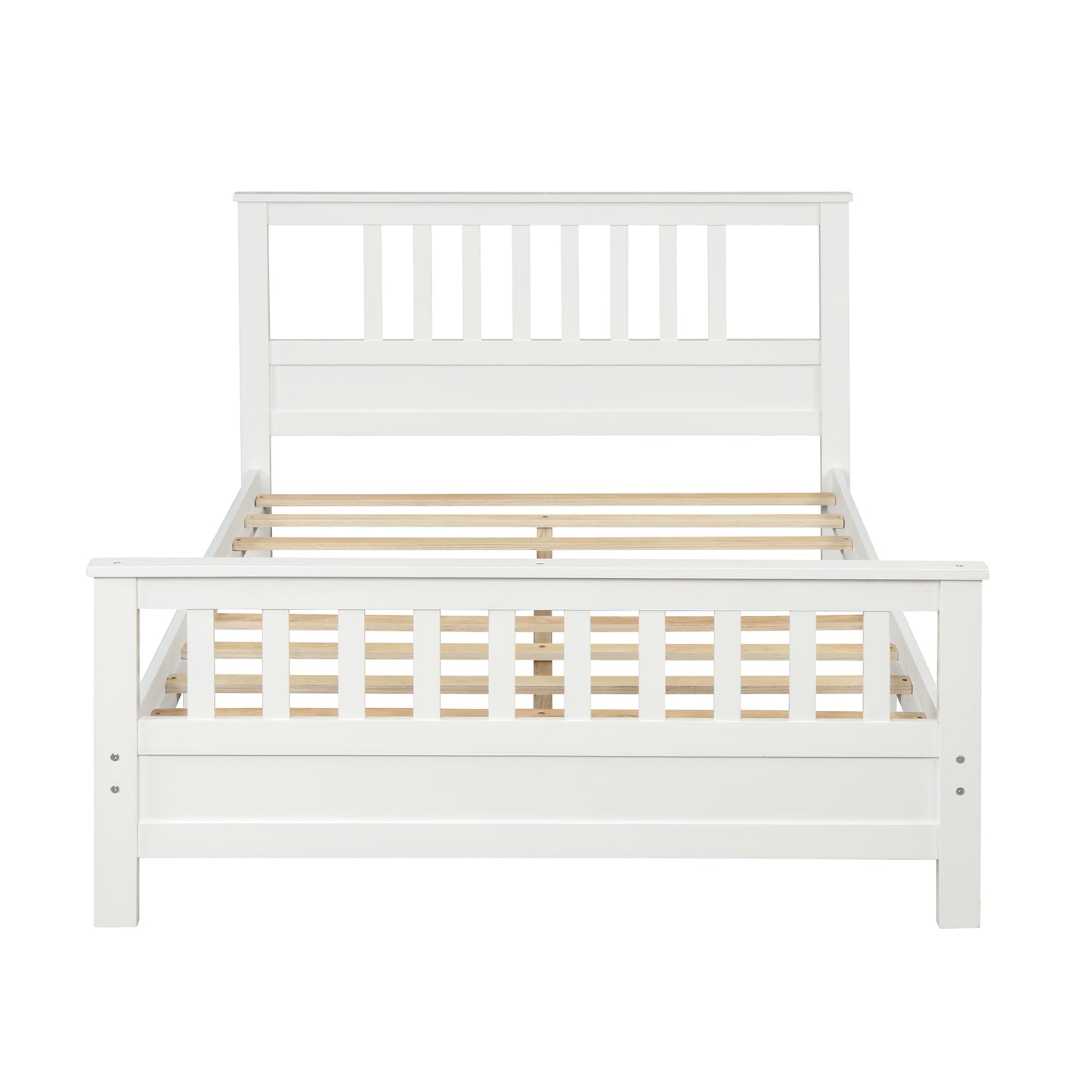 Wood Platform Bed with Headboard and Footboard, Full (White)