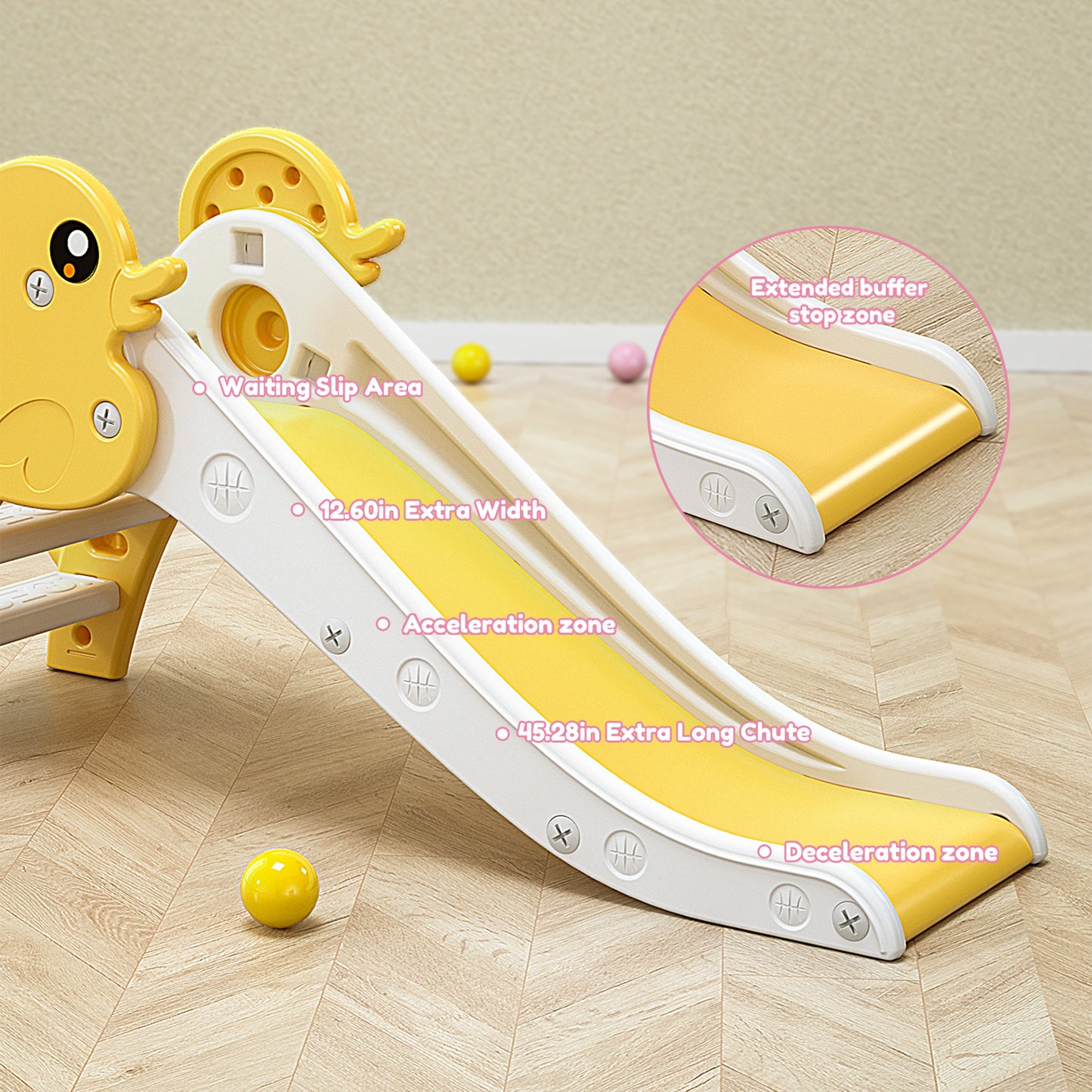 Toddler Slide with Pet Duck Design for Indoor and Outdoor Use