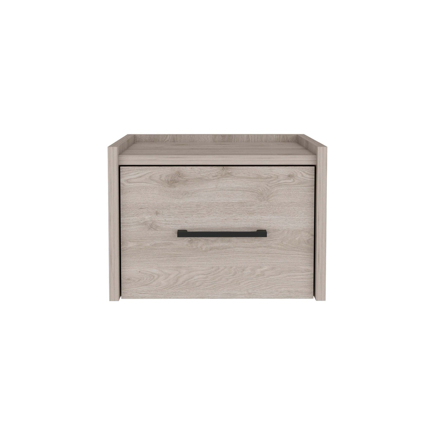 Boa Floating Nightstand, Wall-Mounted Single Drawer Design with Handle- Light Grey - Bedroom